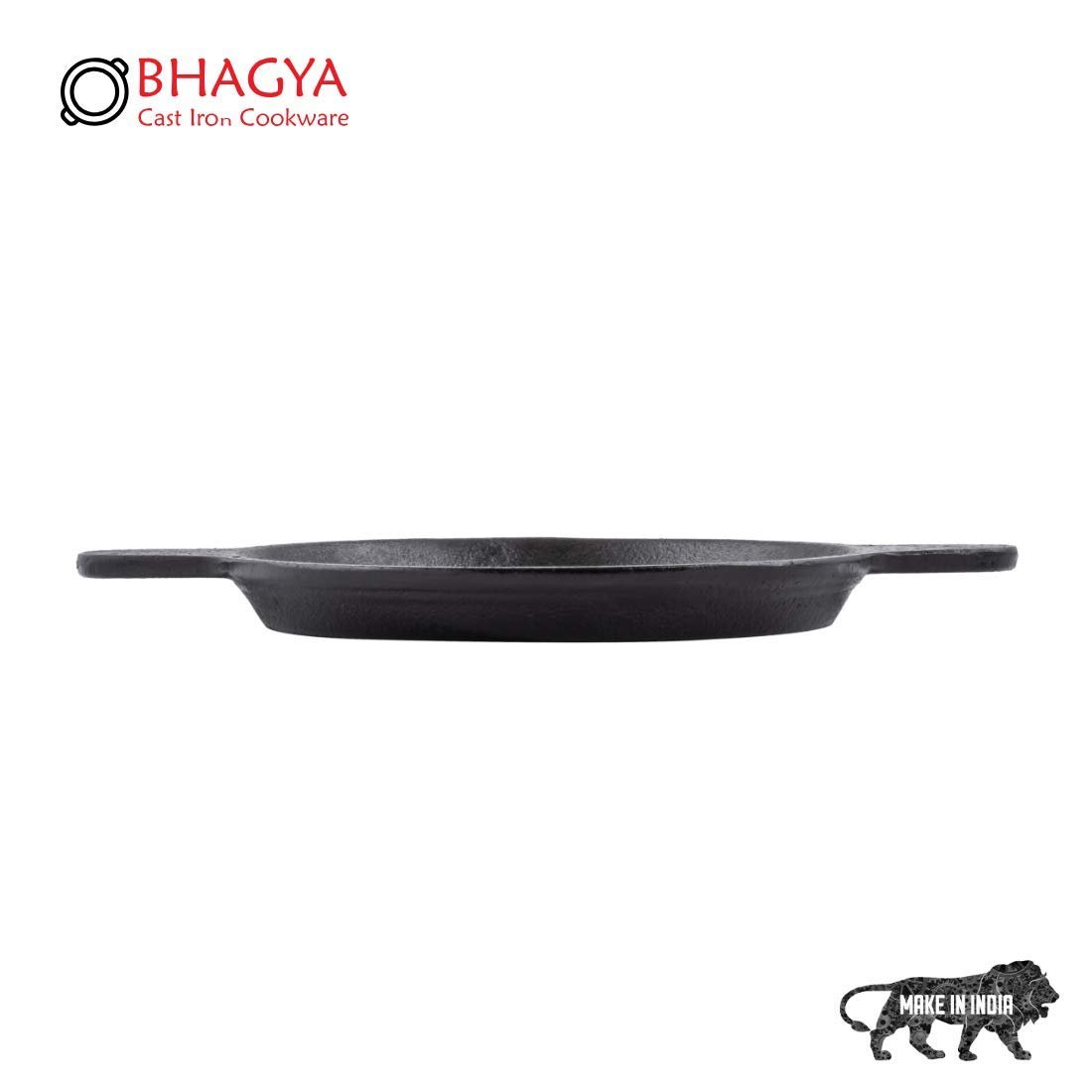 Bhagya Cast Iron Cookware Iron Fish Fry Pan 9 Inches, Black