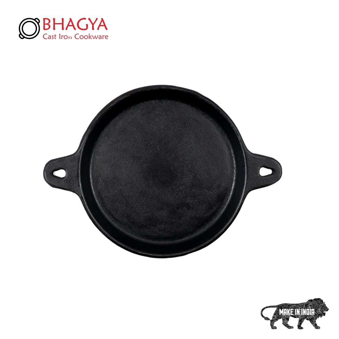 Bhagya Cast Iron Cookware Iron Fish Fry Pan 9 Inches, Black